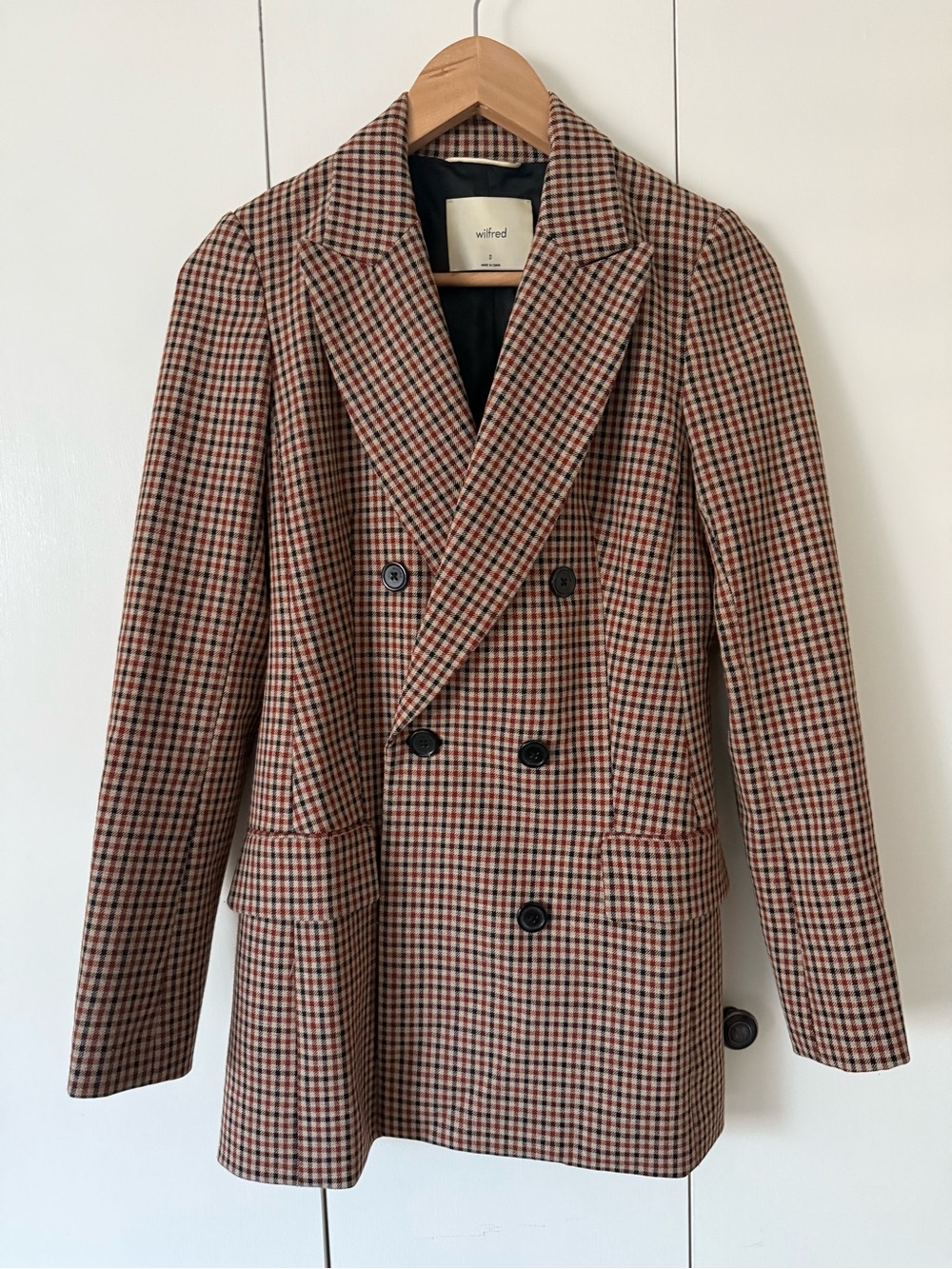 Aritzia Wilfred Double-Breasted Houndstooth Blazer